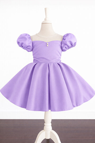 MUSGEM Rochie de seara pentru fete cu maneca scurta liliac cu design special ...