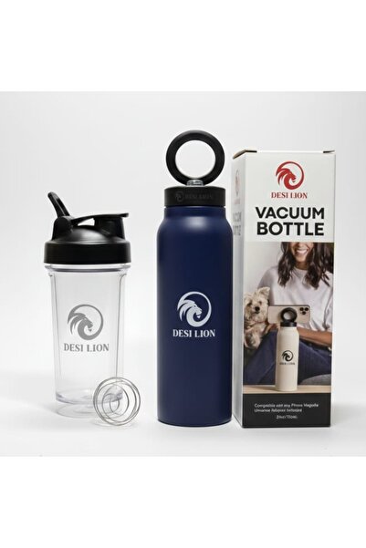 DESI LION 2-in-1 Set 500ml Protein Shaker + 710ml Water Bottle with Magnetic Phone Holder | Stainless Steel