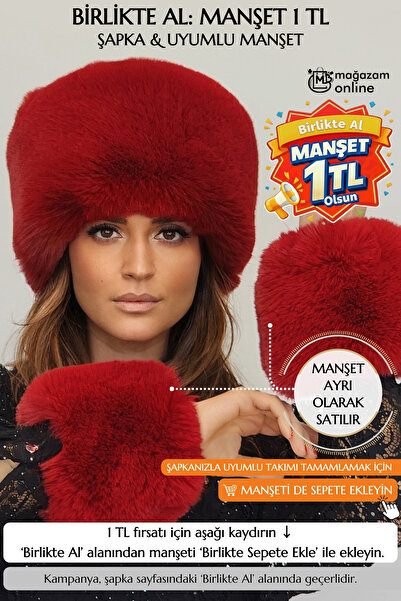 Mağazam Online Kabarık Yoğun Tüylü Peluş Suni Kürk Kalpak Şapka Kadın Kışlık ...