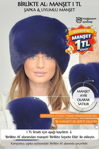 Mağazam Online Pălărie cu inimă de pluș bleumarin |   Pălărie de iarnă pentru femei cu blană artificială Anul Nou, cadou de Revelion