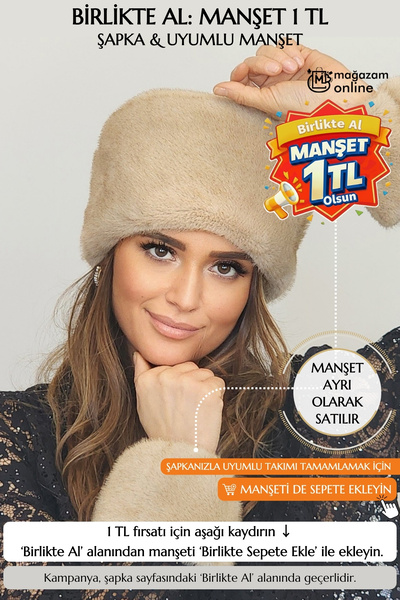 Mağazam Online Women's Winter Kalpak Hat Soft Textured Plush Faux Fur Beanie ...