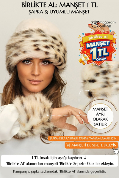 Mağazam Online قبعة قلب روسية فاخرة |   قبعة نسائية شتوية من الفرو الصناعي قابلة للتعديل، إكرو