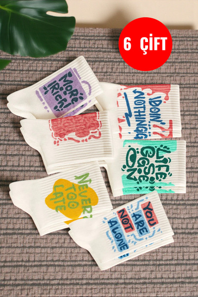 Esinti جوارب رجالية، جوارب طويلة، جوارب نسائية، جوارب منقوشة ملونة، 6 قطع