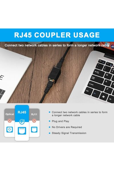 Derwell Gigabit Destekli Rj45 Dişi Dişi Cat5e/cat6/7/8 Ethernet Internet Lan Ağı Birleştirici Ara Aparatı