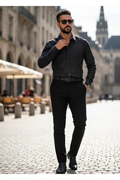 YusGos قميص رجالي شتوي من القطن بقصة عادية