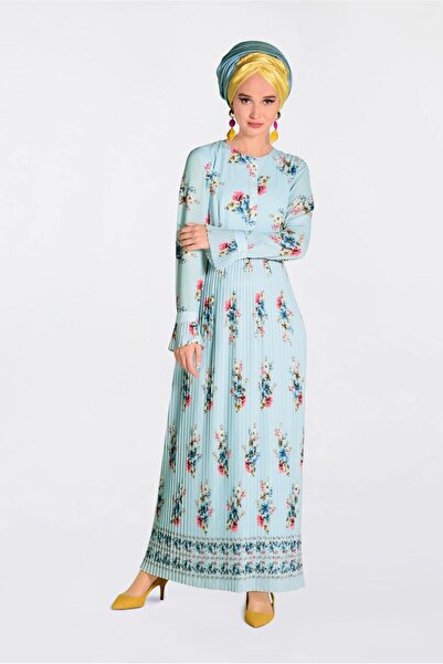 Alvina Flower Patterned Pily Dress 4342