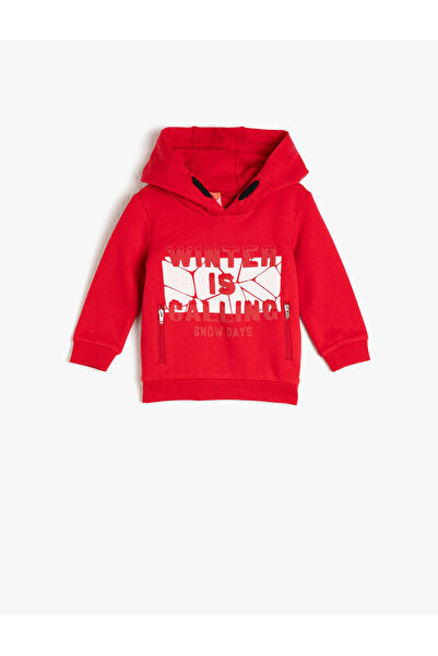 Koton Bavlněná mikina s kapucí a dlouhým rukávem