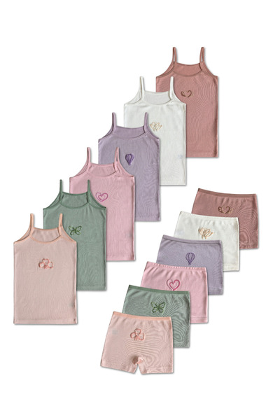 GizaKids %100 Pamuk Kız Çocuk Fitilli Kaşkorse Boxer Külot İç Çamaşır 6lı Set