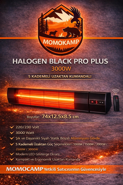 Ardonat Halogen Black Pro Plus- 3000W - Kumandalı Dış Mekan Isıtıcı