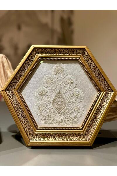 AuraStile 2'li Golden Sunumluk El Yapımı Dekoratif Kahve Çay Servis Sunum Tep...