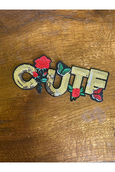 Gönülden Tasarım 22X9 cm Iron-On Sequined Floral Cute Lettering Embroidery Ap...