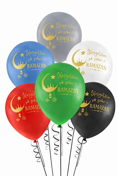 Parti dolabı 6 Adet Hoşgeldin Ramazan Baskılı Balon Ramazan Bayramı 11 Ayın Sultanı Şehri Renkli Balonu