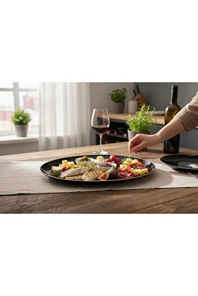 Luminarc Yaldızlı 2'li Kayık Servis Seti Siyah