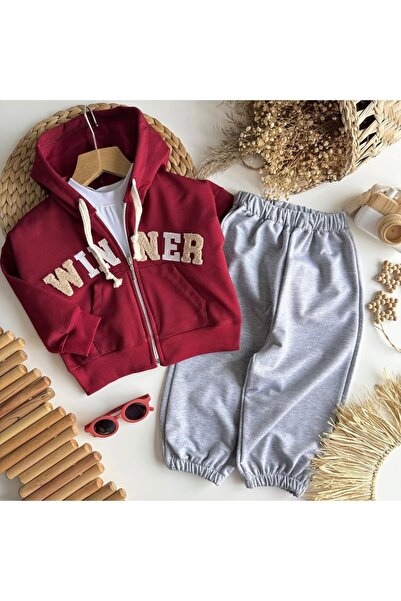 sobekidstore طقم رياضي للأولاد مكون من قطعتين، قميص علوي بسحاب بغطاء رأس