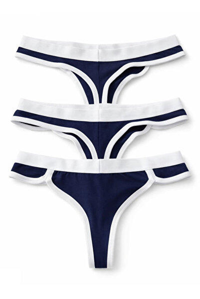 Vanilya Secret Kadın Lacivert Beli Bant Lastikli Pamuklu 3'lü Paket