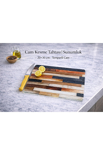 CONCEPT CAM لوح تقطيع زجاجي وحامل عرض، 20 × 30 سم، 4 مم