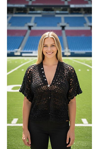 Gönülden Tasarım El Örgüsü İnci Boncuklu Süveter Kadın Bluz