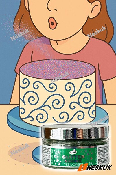 Neskuk Glitter Simli Pul Gıda Boyası Yeşil 25 gr - Simli Pasta - Glitter Pasta