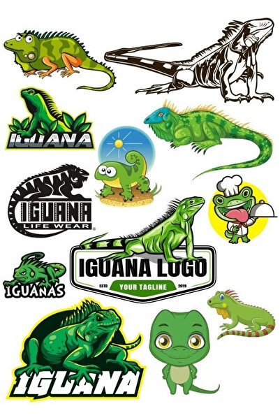 Reysa Tasarım مجموعة ملصقات Iguana-2 مكونة من 12 قطعة للهاتف والكمبيوتر اللوح...