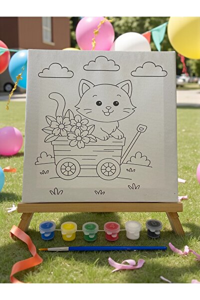 Asra Çocuk Tuval Boyama Seti (ŞÖVALE, TUVAL, FIRÇA VE 6 RENK BOYA SETİ) Hobi ...