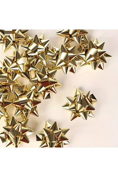JokeyAmbalaj Metallized Gold 4.5cm Star-Bow Adhesive Gift Package Ornament (2...