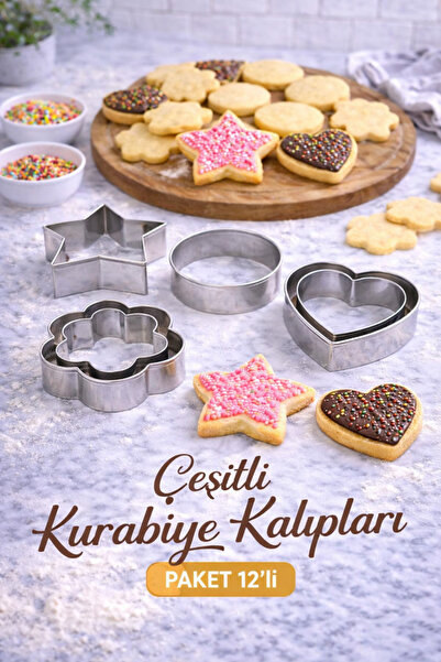 MİMOZA PARK 12 Piece Metal Cookie Cutter Steel Cn