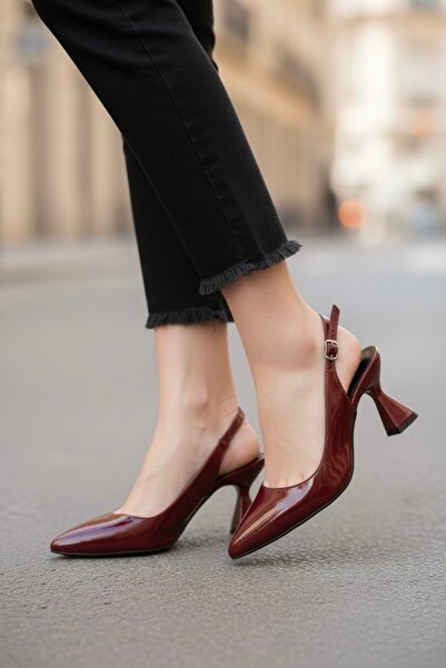 marinarosse حذاء Harmony نسائي مفتوح من الخلف باللون العنابي من الجلد اللامع ...