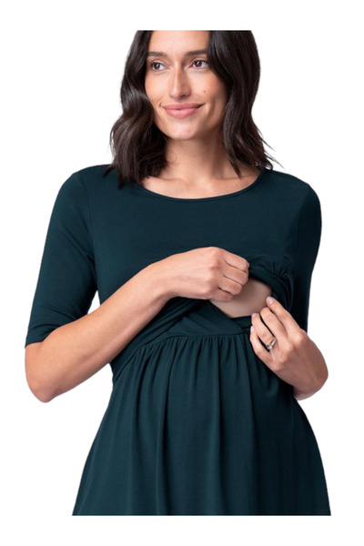 MAMAYAGA بلوزة الأمومة - خاصية الرضاعة الطبيعية، قطعة مخفية، طول تونيك نصف كم