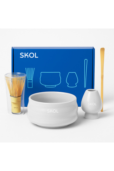 SKOL مجموعة ادوات تحضير الماتشا 4 قطع (تأتي بألوان مختلفة) Traditional Matcha...