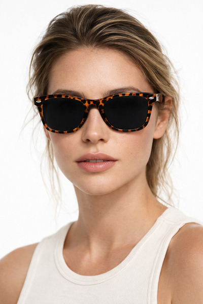 Houseofeyeris Marvon — Leopard Frame Wayfarer Sunglasses (Black Glass, Uv400)...