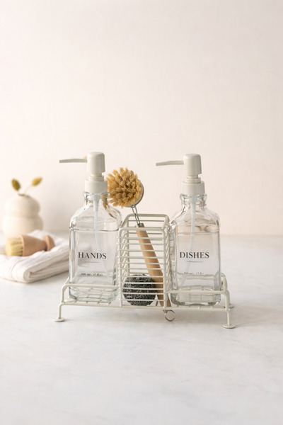 KaiHome Комплект чинии за крем сапун от 2 части със стойка (ръце, чинии)