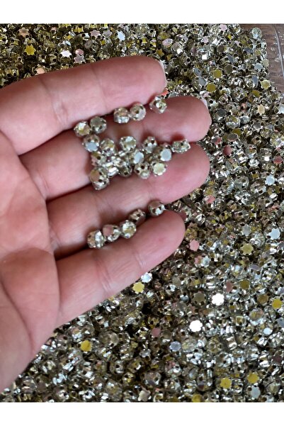 Gönülden Tasarım 5 MM 50 GR YILDIZ GÜMÜŞ RENK KASALI DELİKLİ BEYOĞLU TAŞI DİKİŞ NAKIŞ ZİRKON TAŞ