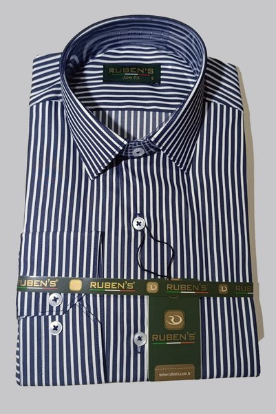 Rubens Striped Slim Fit Easy Care Waterproof Shirt 23090