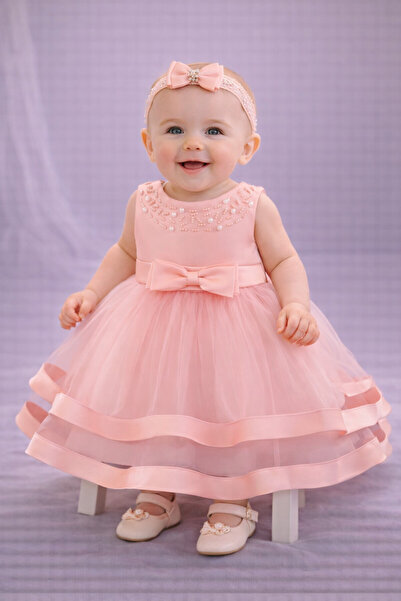 Superbaby Rochita ocazie roz cu perlute