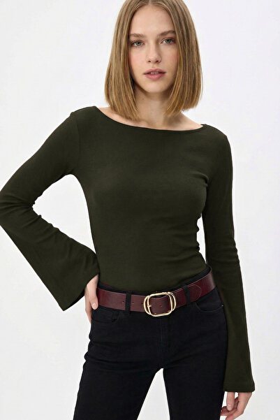 VODENS Μπλούζα με μανίκια Khaki Bell από 100% βαμβάκι