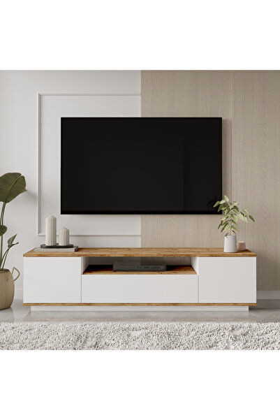 L'occi Concept Delphin 180 Cm Raflı Kapaklı Tv Ünitesi Dlp7-aw Çam-beyaz