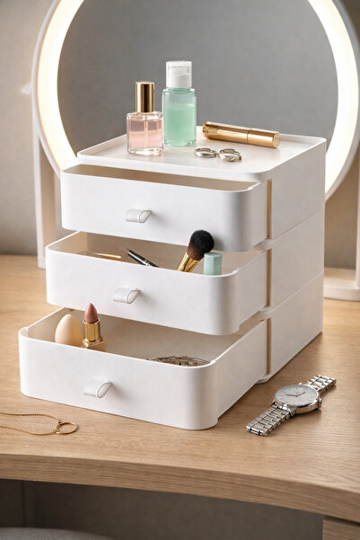 Mim Life 3 Katlı Çekmece Masaüstü Organizer – Makyaj Takı Aksesuar Düzenleyic...