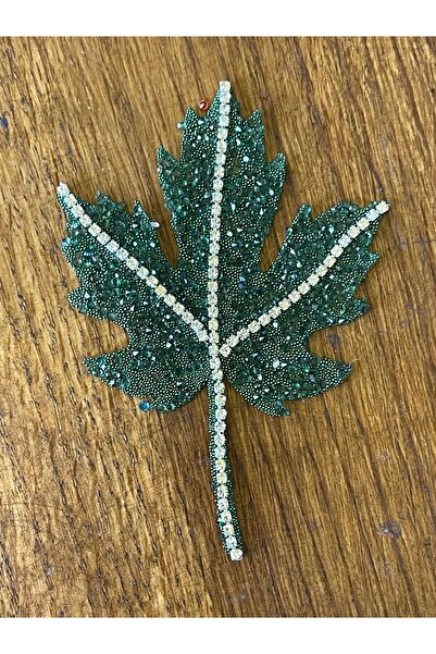 Gönülden Tasarım 11x9 cm Aplicație de cusut cu frunze de piatră de zircon, ca...