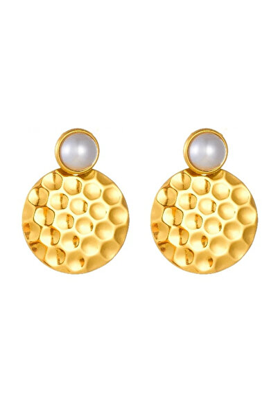 Eva Grace Cercei Bonnie, aurii, rotunzi, cu perle, din oțel inoxidabil