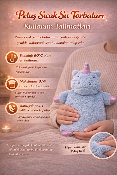 MİMOZA PARK Peluş Lux Çocuk Kahramanlı Sıcak Su Torbası 1 Litre
