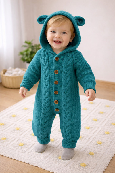 Aykır ı Bebe Aykır-ı Bebe Anti Alerjik El Örgüsü 1-1,5 Yaş Bebek Tulumu