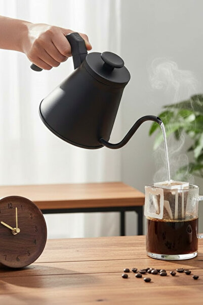 SODELICIOUS COFFEE TEA Barista Kettle Slim Black 1200 ml (Coffee Brewing, Sta...