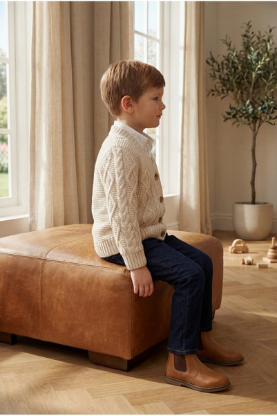 Babily Boy's Spring Premium Knitwear Cardigan with Stitch-Free Braided Hair Braids and Buttons, V-Neck