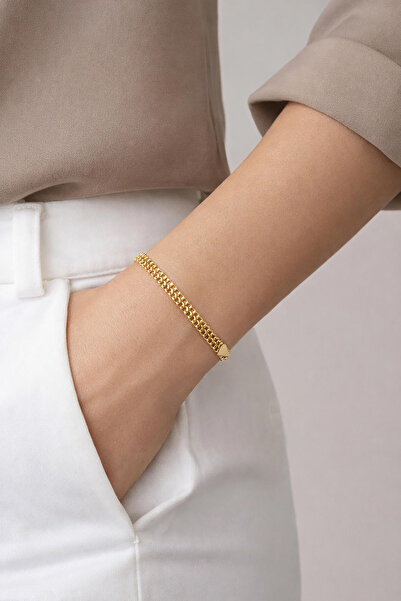 Bilezikci Örme Zincirli 14 Ayar Altın Bileklik