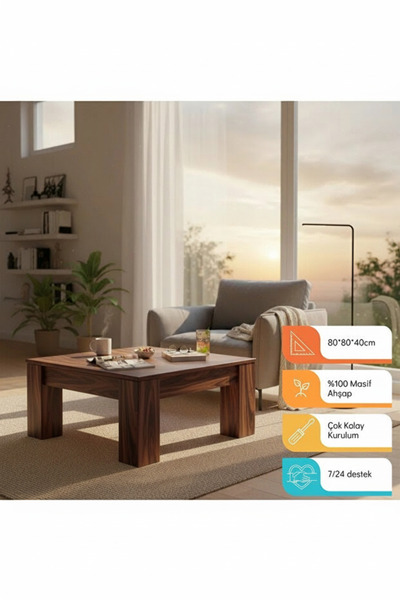 FIRUHOMEDESIGN Gerçek Ahşap Kalın Ayaklı Orta Sehpa – Modern Rustik Tasarım