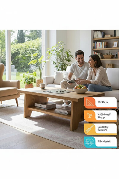 FIRUHOMEDESIGN Gerçek Ahşap X Ayaklı Orta Sehpa – Modern Rustik Tasarım