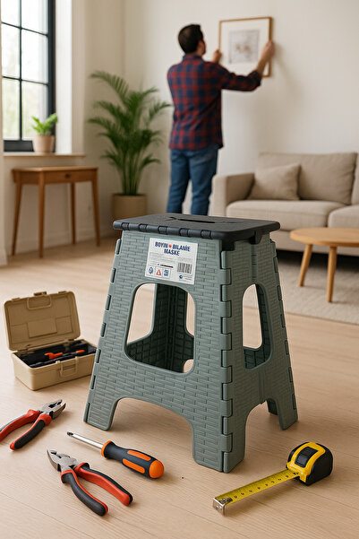 Eslight Katlanabilir Plastik Tabure Gri