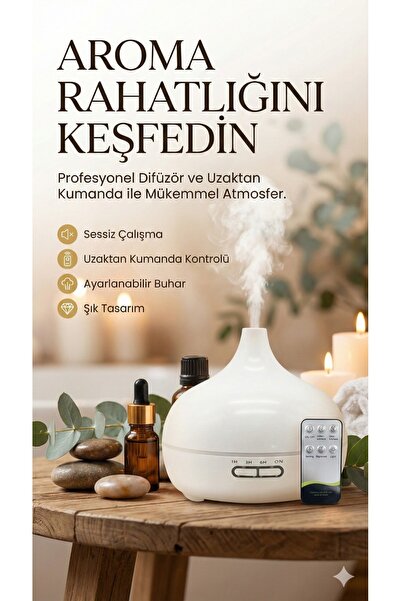 sonx Aroma Difüzörü Gece Işığı 7 Led Hava Nemlendirici Kumandalı Buhar Makine...