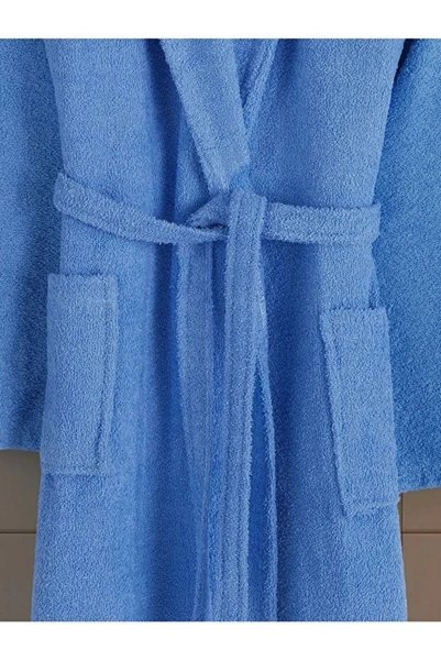 karanihome Large Size Shawl-Collar Cotton Bathhouse Sauna Blue Oversized Women Men Unisex 3XL 4XL Bathrobe