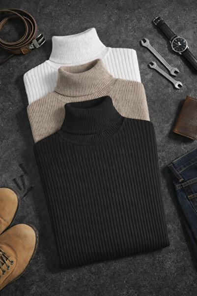 EKZMODA Tricotaj pentru bărbați Pulover de iarnă cu gât roscat